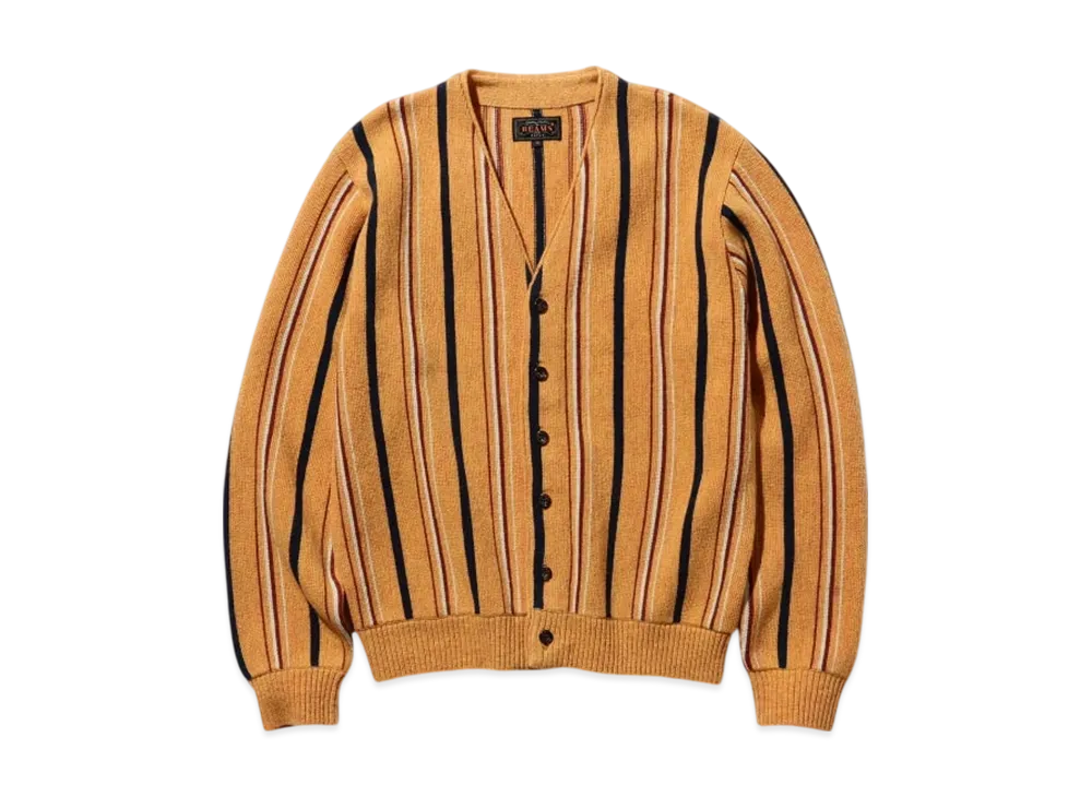 BEAMS Cardigan Stripe 12G "Orange"