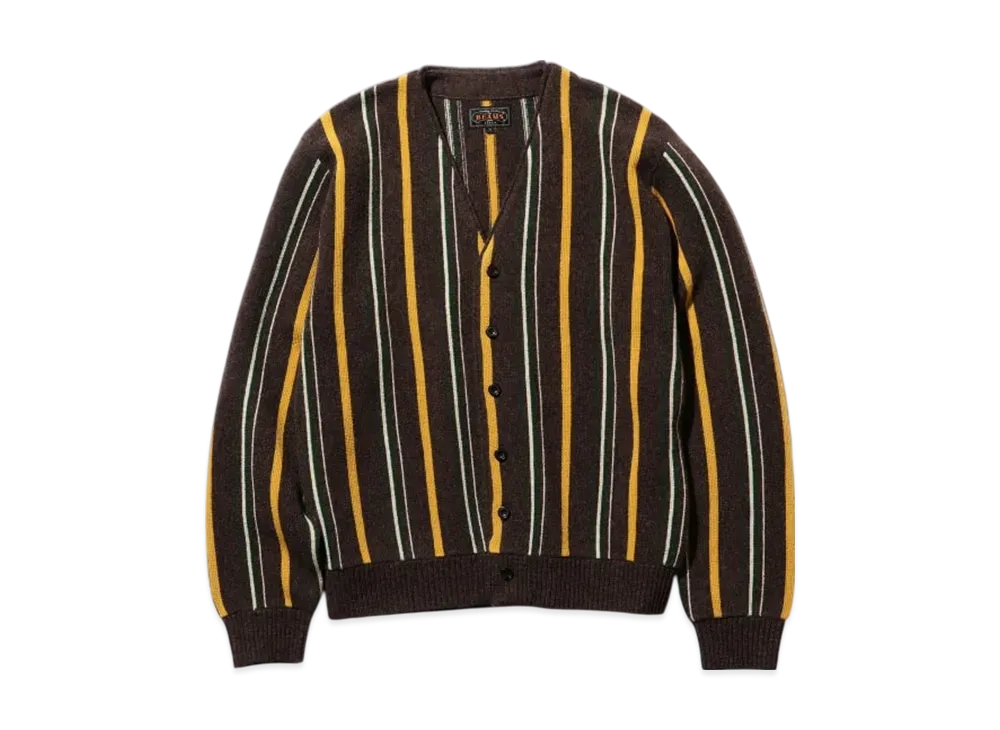 BEAMS Cardigan Stripe 12G "Brown"
