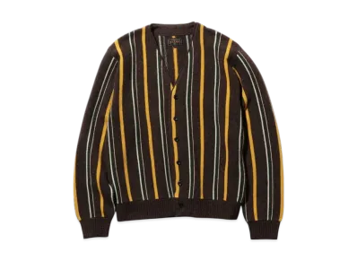 BEAMS Cardigan Stripe 12G "Brown"