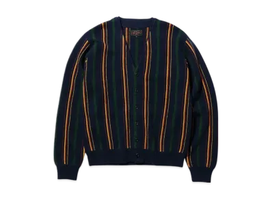 BEAMS Cardigan Stripe 12G "Navy"