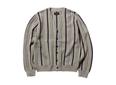 BEAMS Cardigan Stripe 12G "Gray"