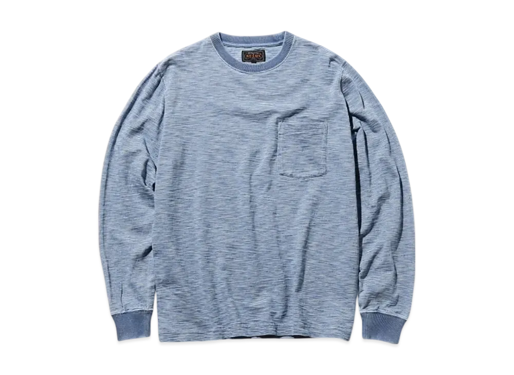 BEAMS Pocket Tee Indigo Slub Yarn "Bleach"