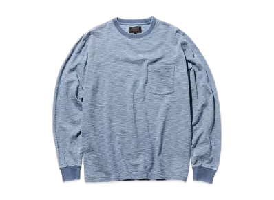 BEAMS Pocket Tee Indigo Slub Yarn "Bleach"