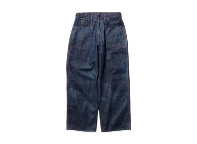 BEAMS Painter Pants Lined Denim Discharge Print "Indigo"