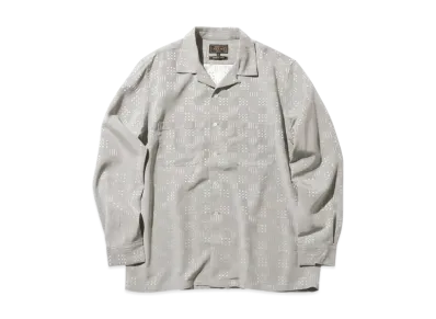 BEAMS Open Collar Shirt Jacquard "Gray"