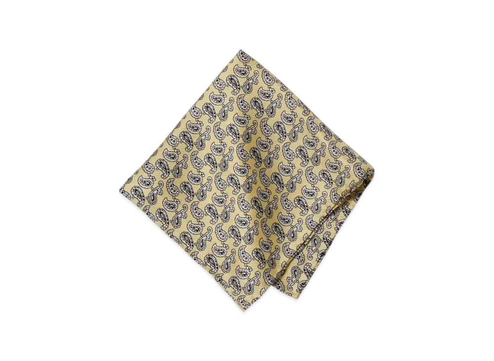 BEAMS BEAMS PLUS / Silk Mini Paisley Print Handkerchief "Yellow"