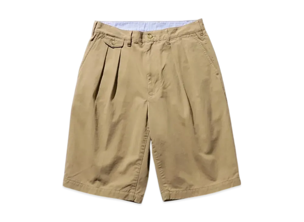 BEAMS 2 Pleats Shorts Twill "Khaki"