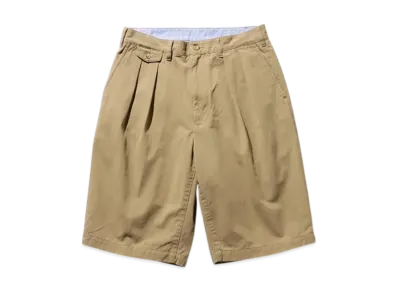 BEAMS 2 Pleats Shorts Twill "Khaki"