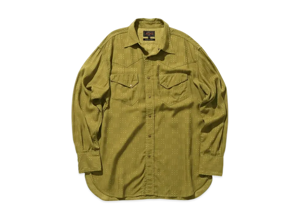 BEAMS Western Shirt Jacquard "Olive"