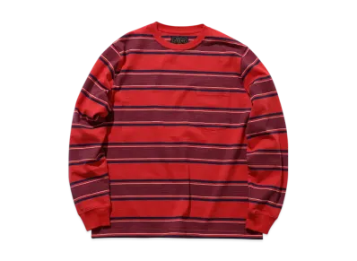 BEAMS Pocket Tee Wide Stripe "Red"