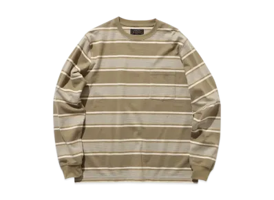 BEAMS Pocket Tee Wide Stripe "Olive"