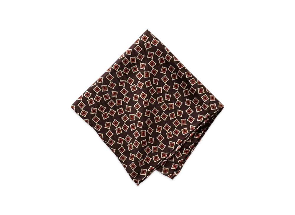 BEAMS BEAMS PLUS / Pocket Chief Square Fine Pattern Print "Brown"