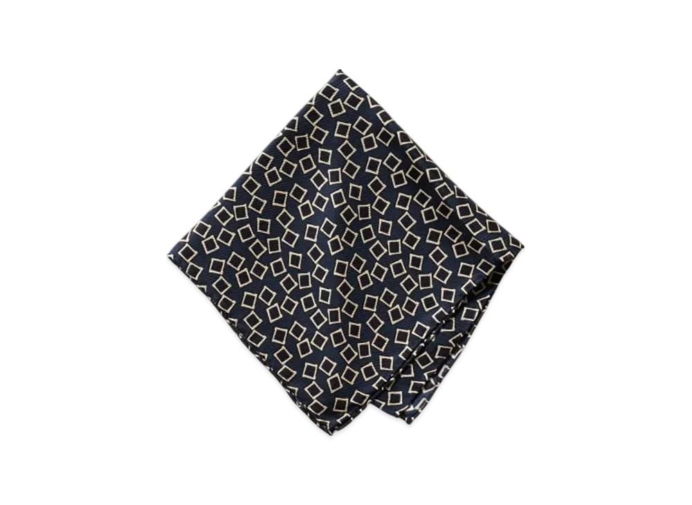 BEAMS BEAMS PLUS / Pocket Chief Square Fine Pattern Print "Navy"