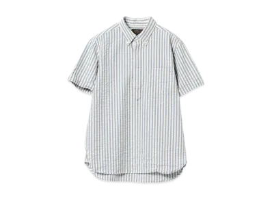 BEAMS B.D. Pullover Short Sleeve Indigo Seersucker "Stripe"