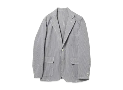 BEAMS 3B Shirt Jacket Coolmax Seersucker "Blue"