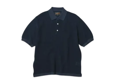 BEAMS Knit Polo WASHI 2 Tone "Navy"