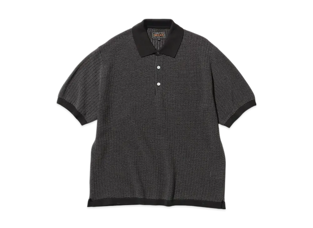 BEAMS Knit Polo WASHI 2 Tone "Black"