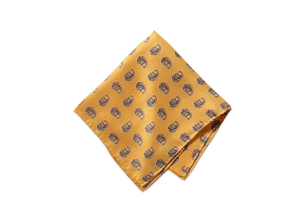 BEAMS Big Paisley Print Silk Handkerchief "Yellow"