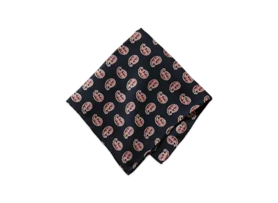 BEAMS Big Paisley Print Silk Handkerchief "Navy"