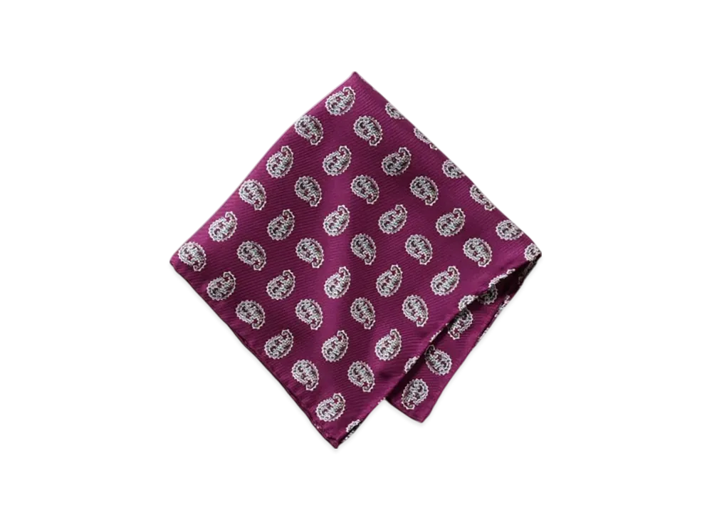 BEAMS Big Paisley Print Silk Handkerchief "Wine"