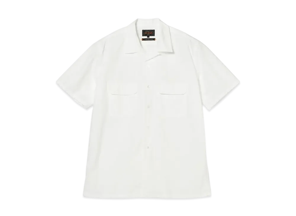 BEAMS Open Collar Short Sleeve Peruvian Pima "White"