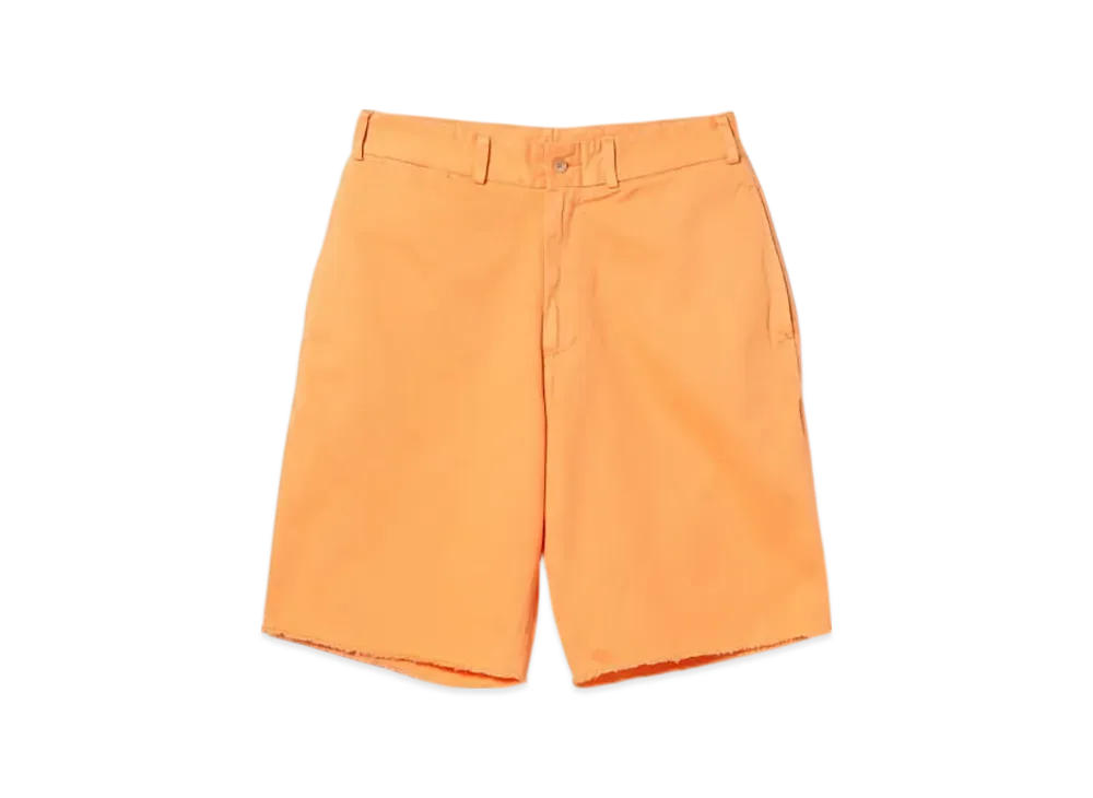 BEAMS Plain Front Shorts Cut Off Twill Garment Dye "Orange"
