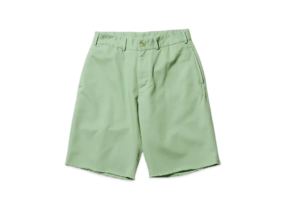 BEAMS Plain Front Shorts Cut Off Twill Garment Dye "MintGreen"