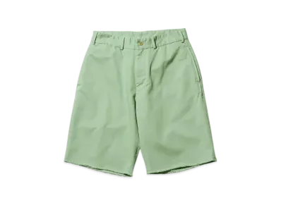 BEAMS Plain Front Shorts Cut Off Twill Garment Dye "MintGreen"