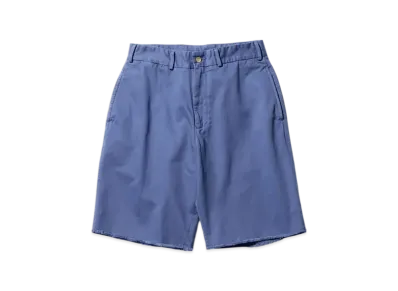 BEAMS Plain Front Shorts Cut Off Twill Garment Dye "Blue"