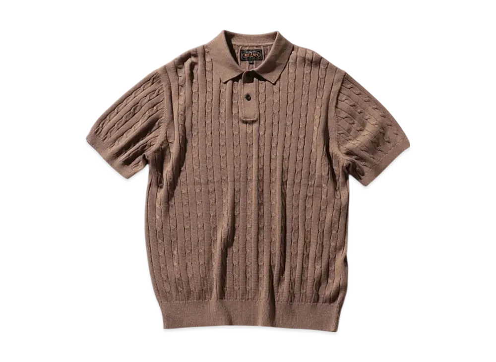 BEAMS Knit Polo Cable "Brown"