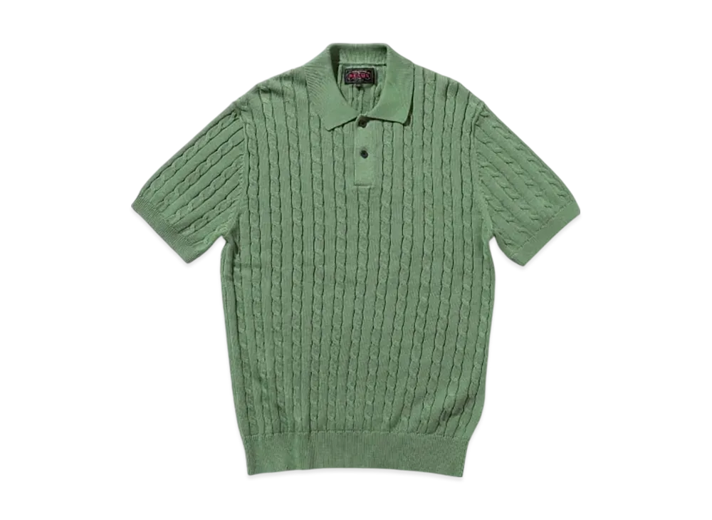BEAMS Knit Polo Cable "Green"