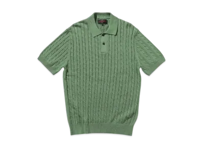 BEAMS Knit Polo Cable "Green"