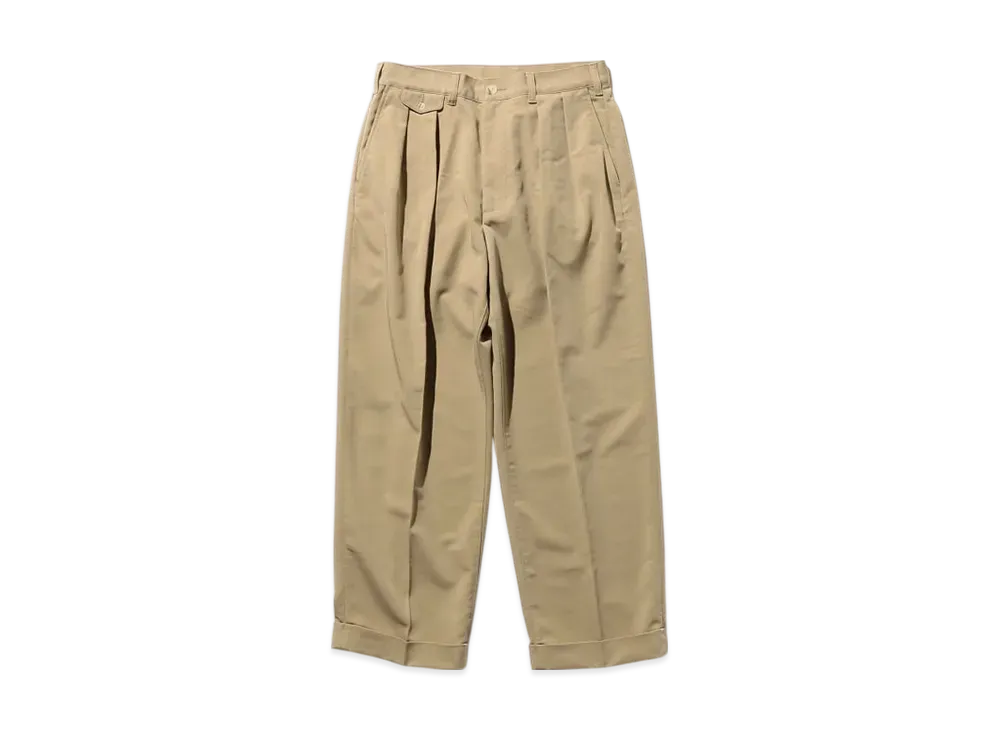 BEAMS 2 Pleats Trousers PE Twill "Sand"
