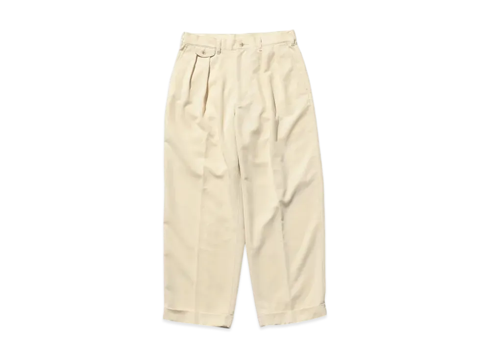 BEAMS 2 Pleats Trousers PE Twill "Oyster"