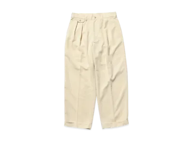 BEAMS 2 Pleats Trousers PE Twill "Oyster"