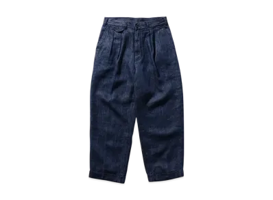 BEAMS 2 Pleats Trousers Twill Linen "Indigo"