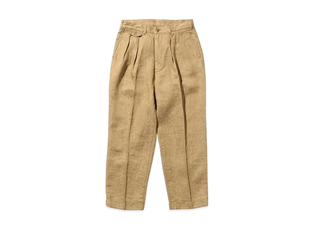 BEAMS 2 Pleats Trousers Twill Linen "Brown"