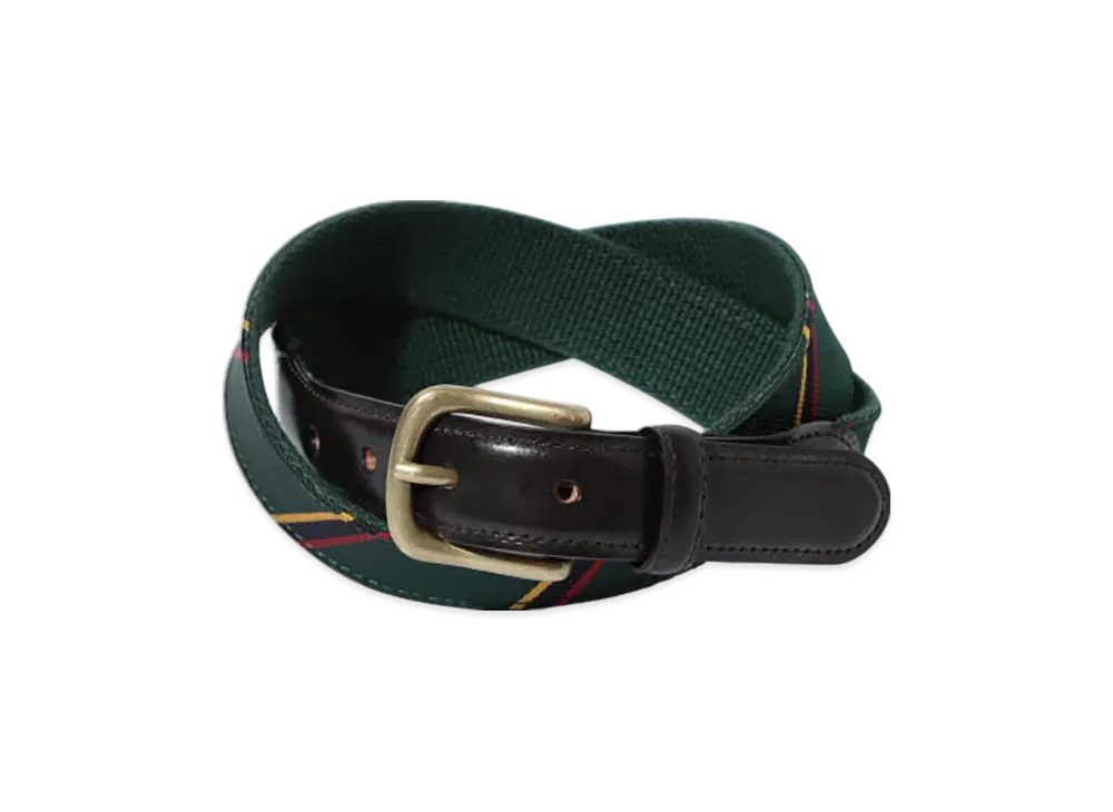 BEAMS Leather Tab Ribbon Belt "Green"