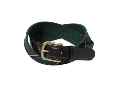 BEAMS Leather Tab Ribbon Belt "Green"