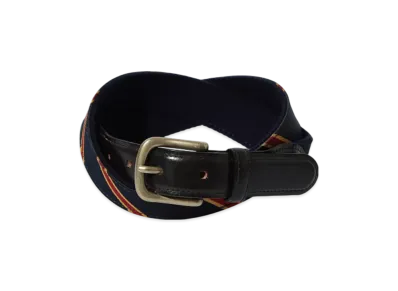 BEAMS Leather Tab Ribbon Belt "Navy"