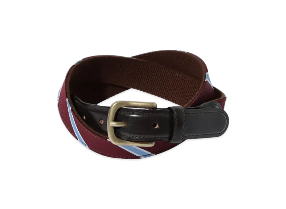 BEAMS Leather Tab Ribbon Belt "Burgundy"