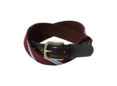 BEAMS Leather Tab Ribbon Belt "Burgundy"