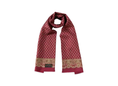 BEAMS Silk Stole Geometric Print "Wine"