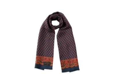 BEAMS Silk Stole Geometric Print "Navy"