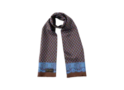 BEAMS Silk Stole Geometric Print "Brown"