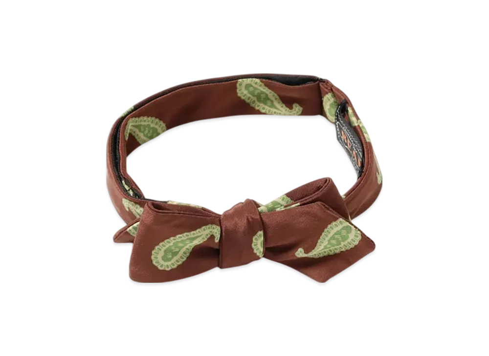 BEAMS Silk Bow Tie Paisley Print "Brown"