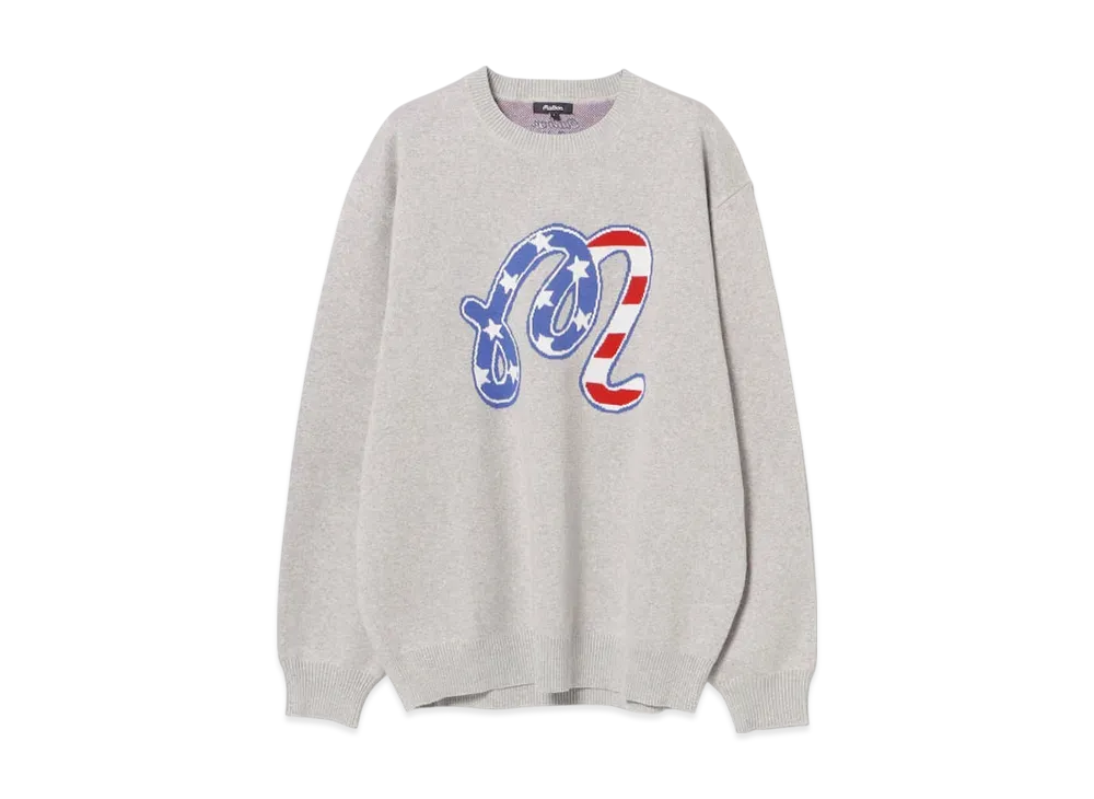 BEAMS x MALBON GOLF Exclusive Ny Logo Crew Neck Knit "Gray"