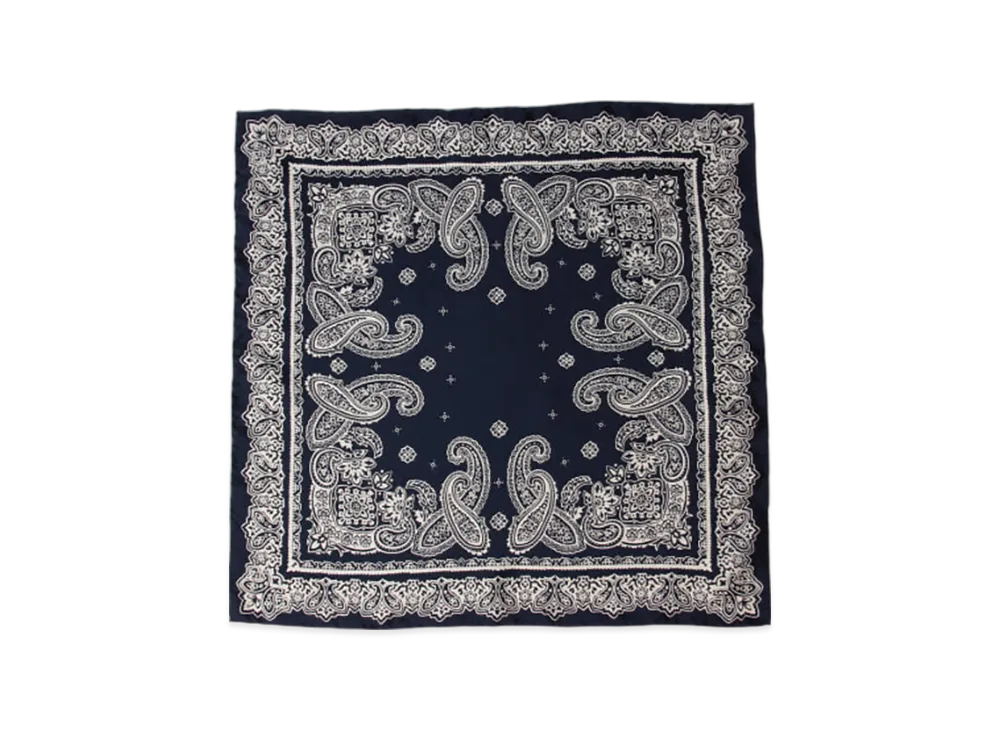BEAMS Pocket Chief Silk Bandana "Navy"