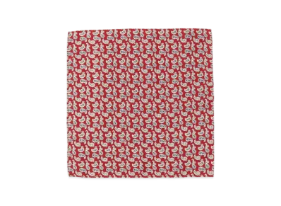 BEAMS Pocket Chief Silk Hopsack Paisley Print "Red"
