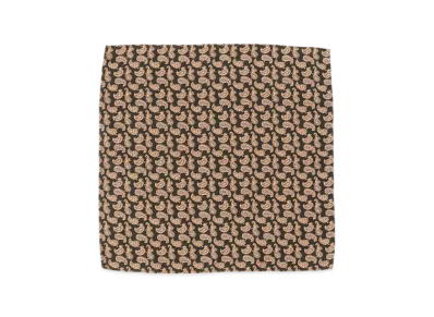 BEAMS Pocket Chief Silk Hopsack Paisley Print "Green"